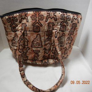 Ethnic Design AZTEC?  Padded Cotton Cloth Satchel ~ Tote  ~  Large